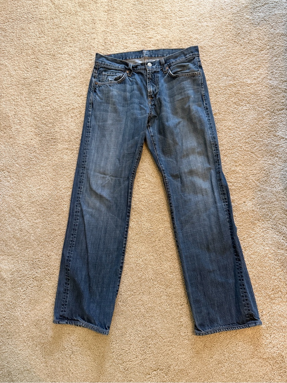 Straight-Leg Men's Dark Blue Denim Jeans